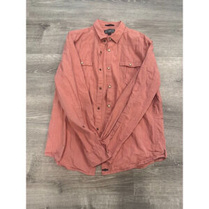 Trash Nouveau Men's Large Modern Western Pearl Snap Shirt Dusty Red Large